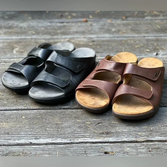 SAS 2 Pair mens Encore TriPad Comfort USA Size 12 Blk & Brn Leather Sandals SAS Bravo - Men main image 4
